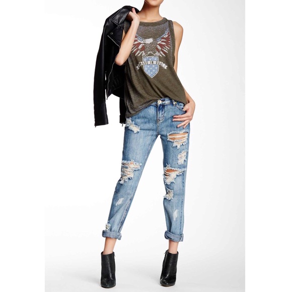 One Teaspoon Awesome Baggies Crop Boyfriend Jeans - Picture 4 of 8